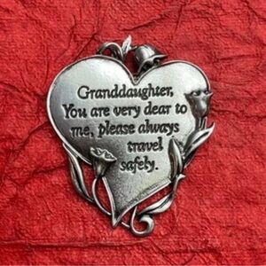 Granddaughter “You Are Very Dear” Pewter Heart Visor Clip